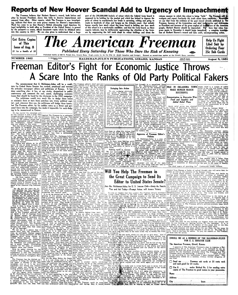 The American Freeman, Number 1862, August 8, 1931